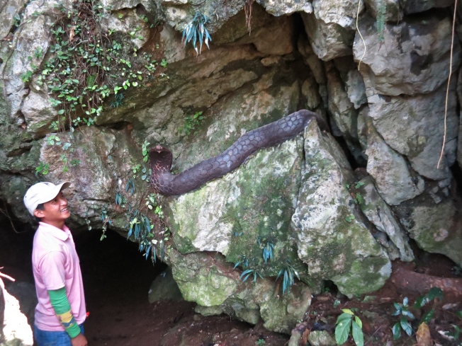 Snake sculpture at the cave