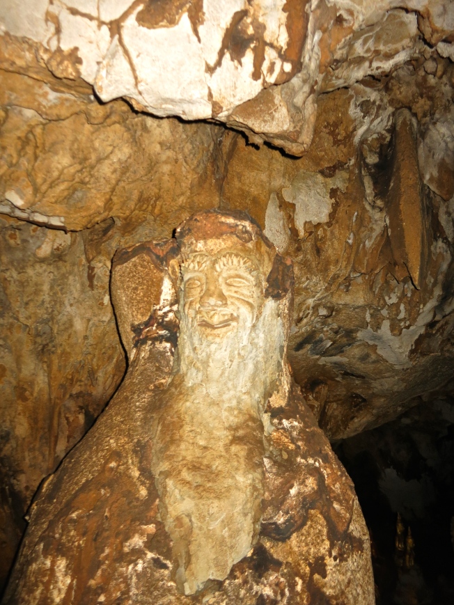 Head of a man (a monk?) in the cave