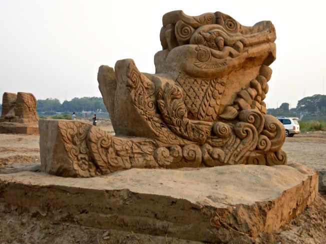 Sand sculpture on the Mekong riverbed