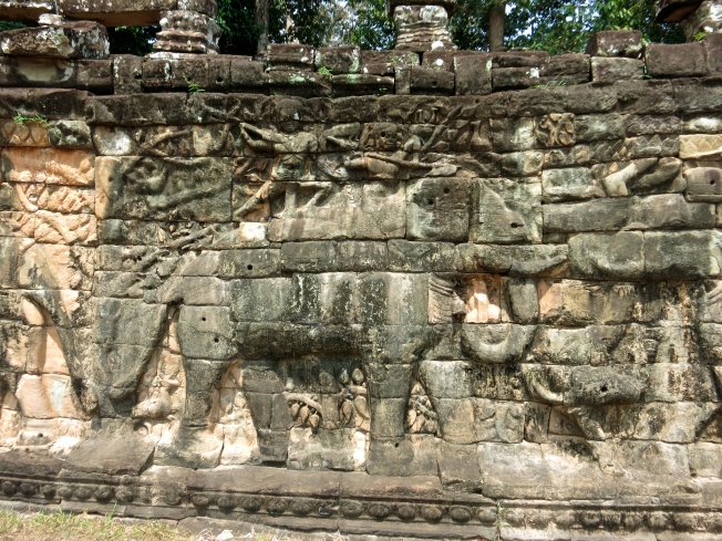 Detail of an elephant carving at the Elephant Terrace