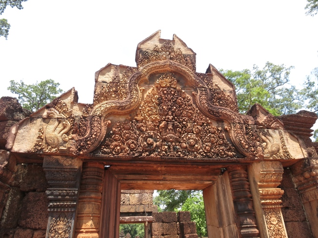 Carved lintel at Banteay Srei