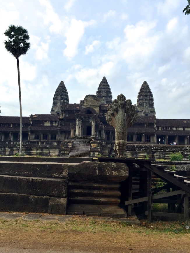 View of Angkor Wat from the North, with the Naga (seven-headed snake statue)